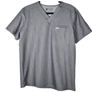 Figs Leon Three-Pocket Scrub Top Mens Small S Graphite Gray Medical Field Office